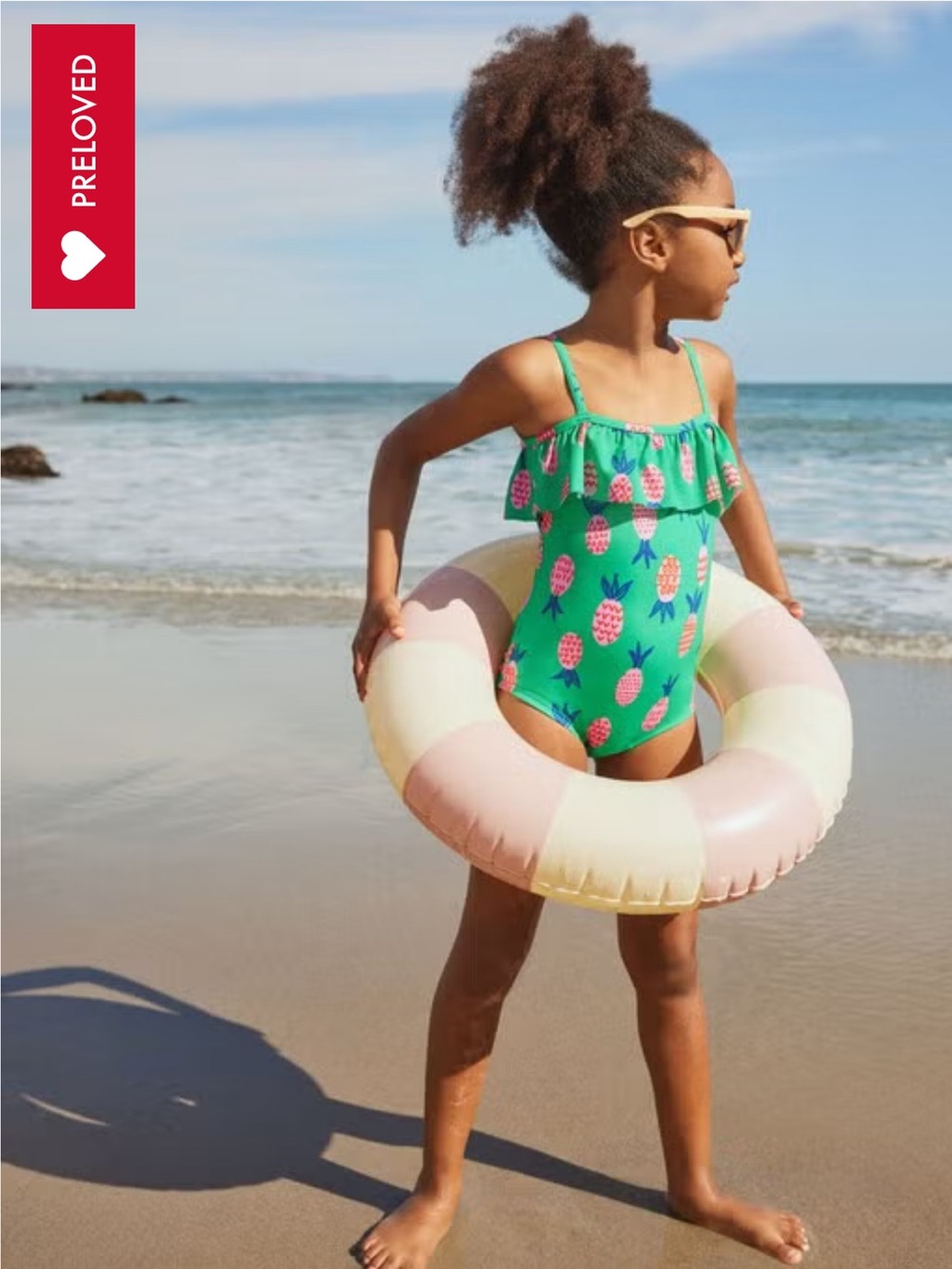 Hanna Andersson One-Piece Pineapple Print Ruffle Swimsuit - Pink and Green